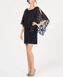 Connected Metallic-Capelet Sheath Dress