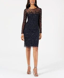 Adrianna Papell Women's Embellished Illusion Sheath Dress