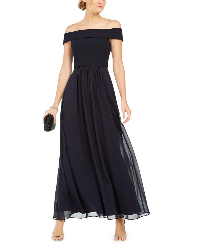 Adrianna Papell Off-The-Shoulder Chiffon Gown 1 Adrianna Papell Off-The-Shoulder Chiffon Gown