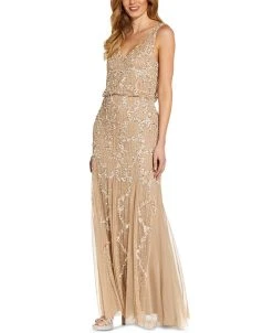 Adrianna Papell Embellished Cowl-Back Gown