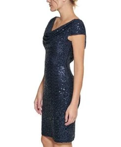 Vince Camuto Draped-Neck Sequinned Bodycon Dress -Sanctuary Shop 19662387 fpx