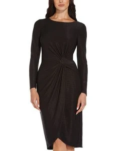 Adrianna Papell Metallic Long-Sleeve Sheath Dress