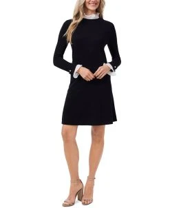 CeCe Women's Ruffled-Neck And Cuff Long Sleeve Sweater Dress