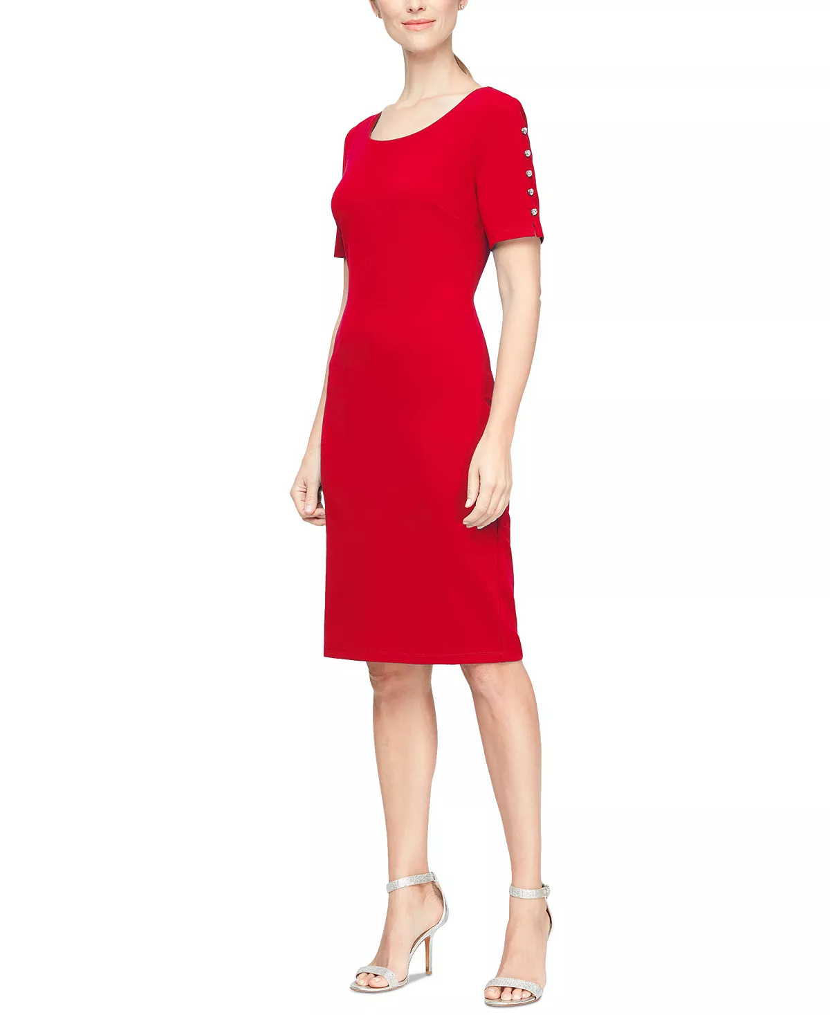 SL Fashions Beaded-Sleeve Sheath Dress 1 SL Fashions Beaded-Sleeve Sheath Dress
