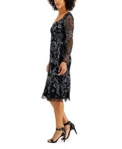 Adrianna Papell Embellished Long-Sleeve Dress -Sanctuary Shop 20103961 fpx