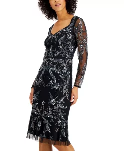 Adrianna Papell Embellished Long-Sleeve Dress -Sanctuary Shop 20103962 fpx
