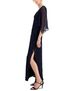 Connected Sheer-Sleeve Lace Gown -Sanctuary Shop 20156838 fpx