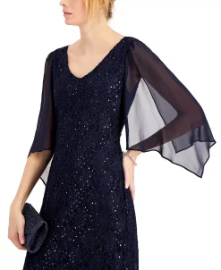 Connected Sheer-Sleeve Lace Gown -Sanctuary Shop 20156839 fpx