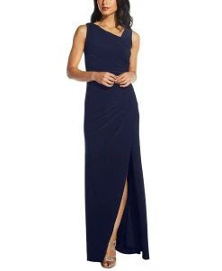 Adrianna Papell Embellished-Back Asymmetrical Gown