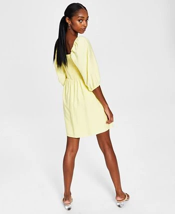 Bar III Women's Smocked Puff-Sleeve Fit & Flare Dress, Created For Macy's 2 Bar III Women's Smocked Puff-Sleeve Fit & Flare Dress, Created For Macy's - Image 2