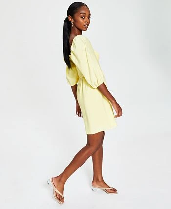 Bar III Women's Smocked Puff-Sleeve Fit & Flare Dress, Created For Macy's 3 Bar III Women's Smocked Puff-Sleeve Fit & Flare Dress, Created For Macy's - Image 3