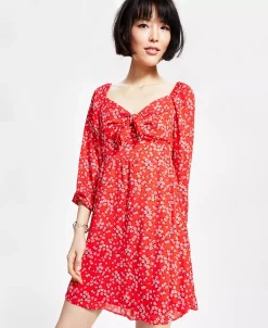 Bar III Women's Ditsy-Print Tie-Bust Dress, Created For Macy's -Sanctuary Shop 21125511 fpx