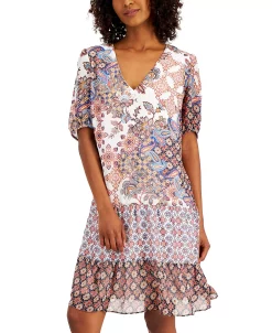 INC International Concepts Women's Mixed-Print Tiered Dress, Created For Macy's 8 INC International Concepts Women's Mixed-Print Tiered Dress, Created For Macy's -Sanctuary Shop 21125552 fpx