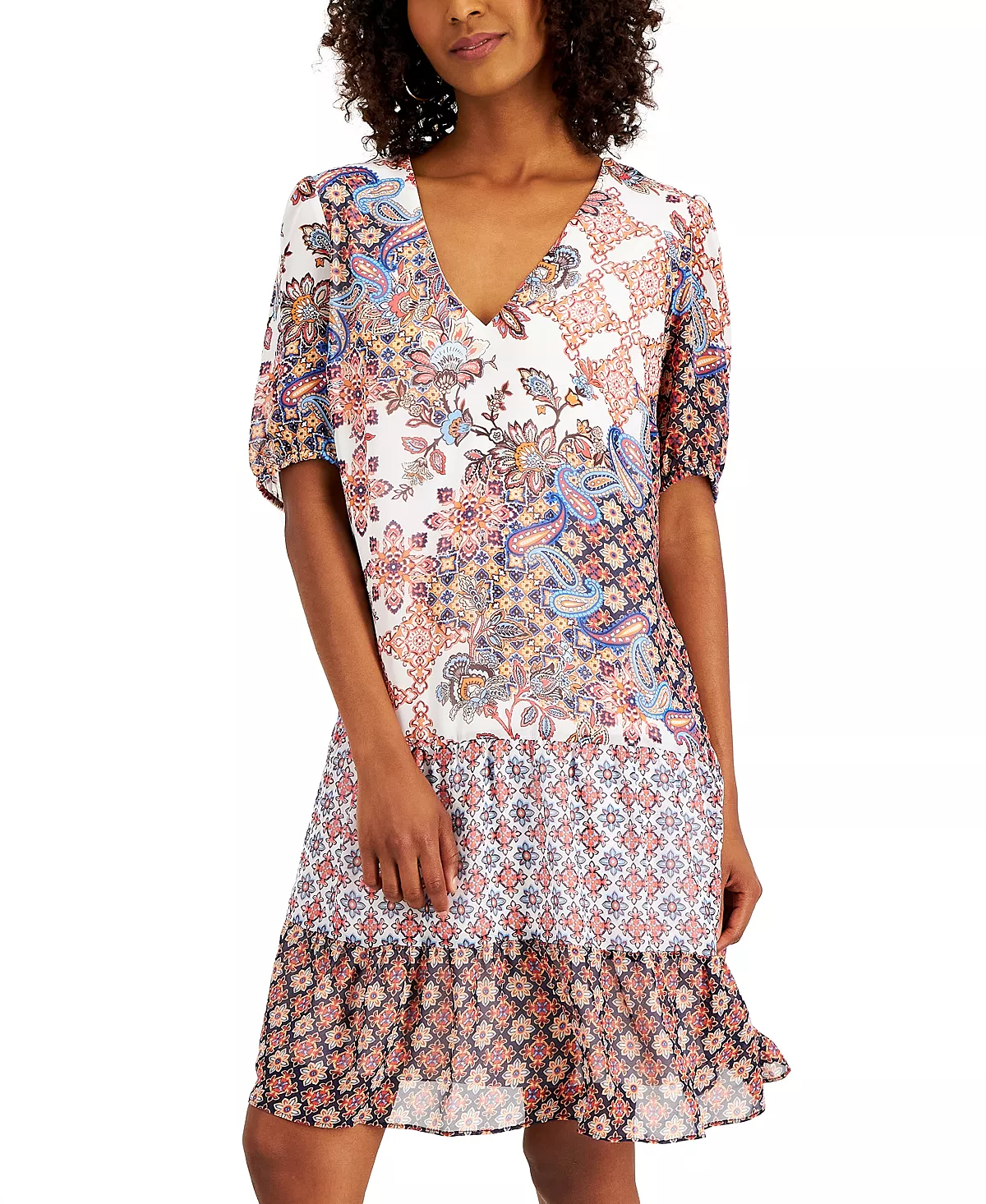 INC International Concepts Women's Mixed-Print Tiered Dress, Created For Macy's 4 INC International Concepts Women's Mixed-Print Tiered Dress, Created For Macy's - Image 4