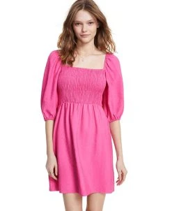 Bar III Women's Puff-Sleeve Smocked Dress, Created For Macy's