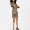 Bar III Women's Cheetah-Print Long-Sleeve Bodycon Dress, Created For Macy's