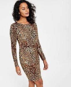 Bar III Women's Cheetah-Print Long-Sleeve Bodycon Dress, Created For Macy's -Sanctuary Shop 21336788 fpx