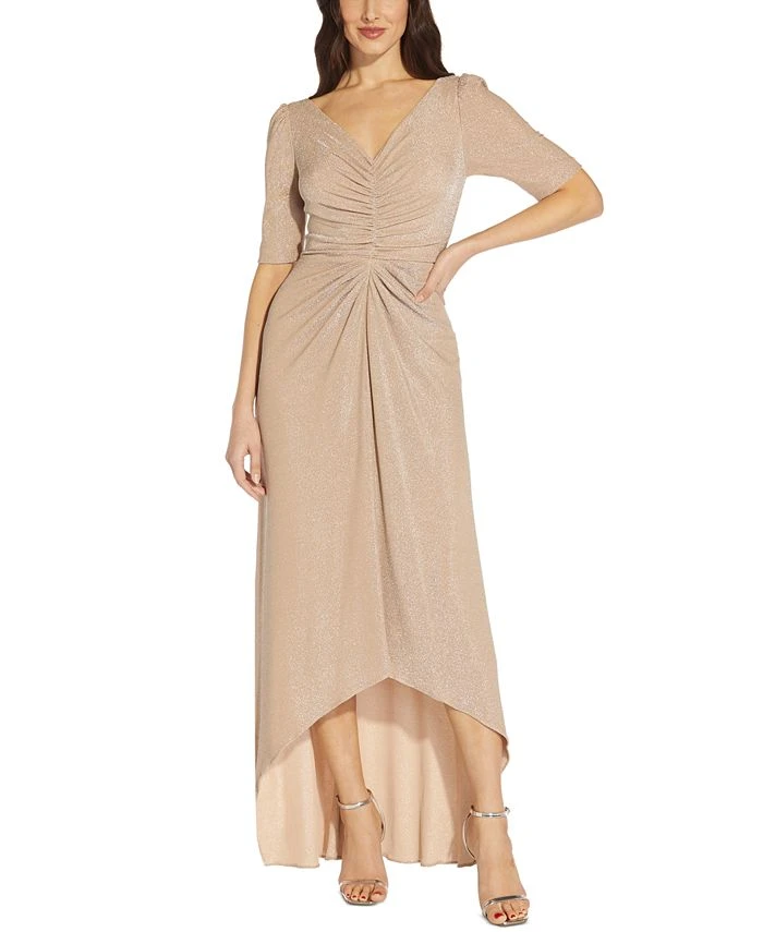 Adrianna Papell V-Neck Metallic Gown 1 Adrianna Papell V-Neck Metallic Gown