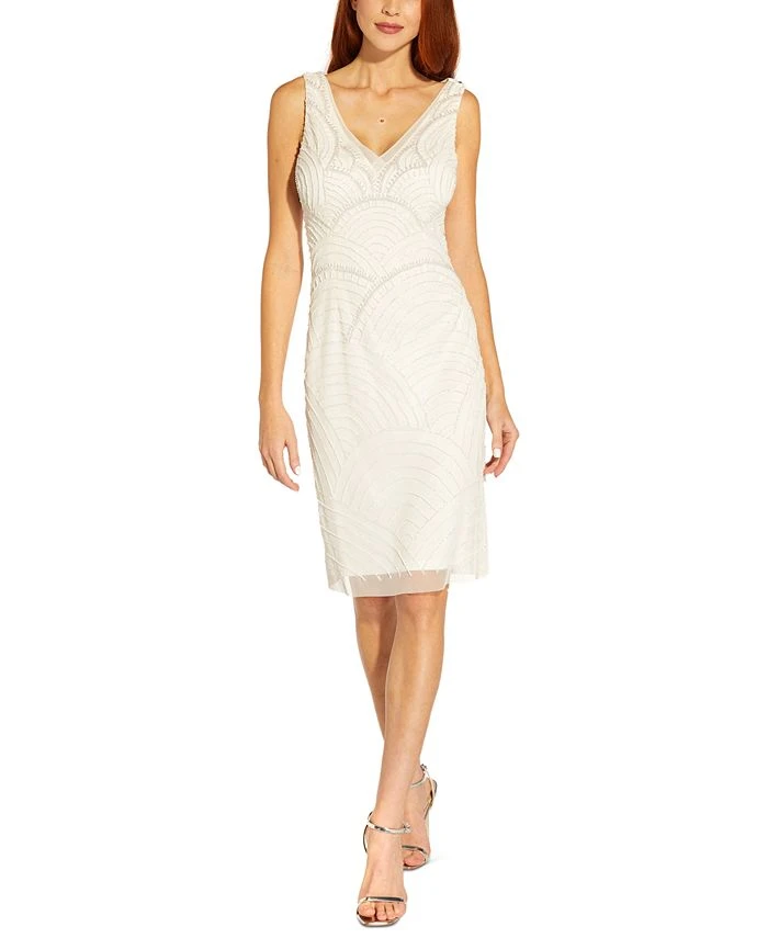 Adrianna Papell Women's Beaded V-Neck Dress 1 Adrianna Papell Women's Beaded V-Neck Dress