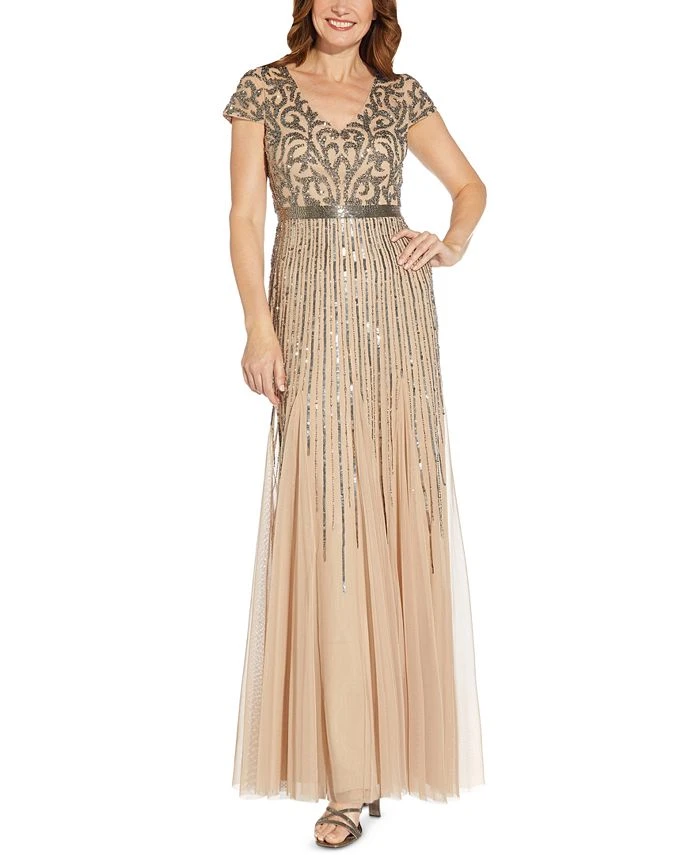 Adrianna Papell Embellished V-Neck Gown 1 Adrianna Papell Embellished V-Neck Gown