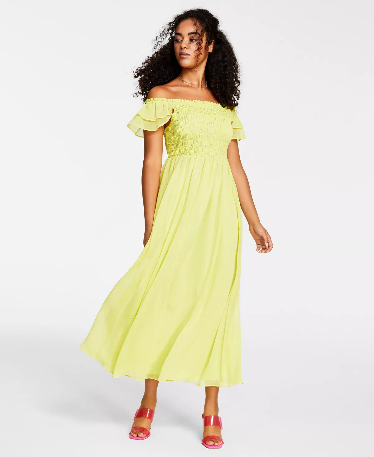 Bar III Women's Off-The-Shoulder Smocked Maxi Dress, Created For Macy's 5 Bar III Women's Off-The-Shoulder Smocked Maxi Dress, Created For Macy's - Image 5