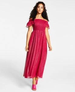 Bar III Women's Off-The-Shoulder Smocked Maxi Dress, Created For Macy's