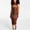 Bar III Women's Front-Cutout Printed Bodycon Dress, Created For Macy's