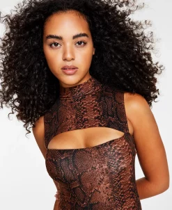 Bar III Women's Front-Cutout Printed Bodycon Dress, Created For Macy's -Sanctuary Shop 21748665 fpx