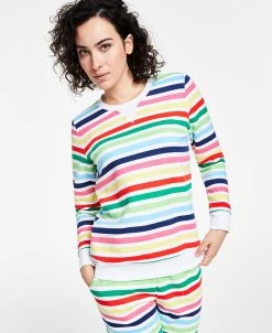 Sanctuary Shop 19 Charter Club Women's Printed Stripe Matching Crewneck Top, Created For Macy's