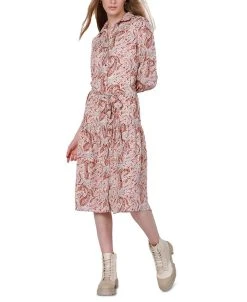 Black Tape Women's Belted Tiered Shirtdress