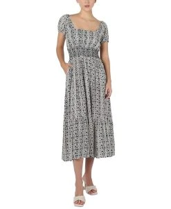 Black Tape Women's Smocked Ruffled-Hem Dress