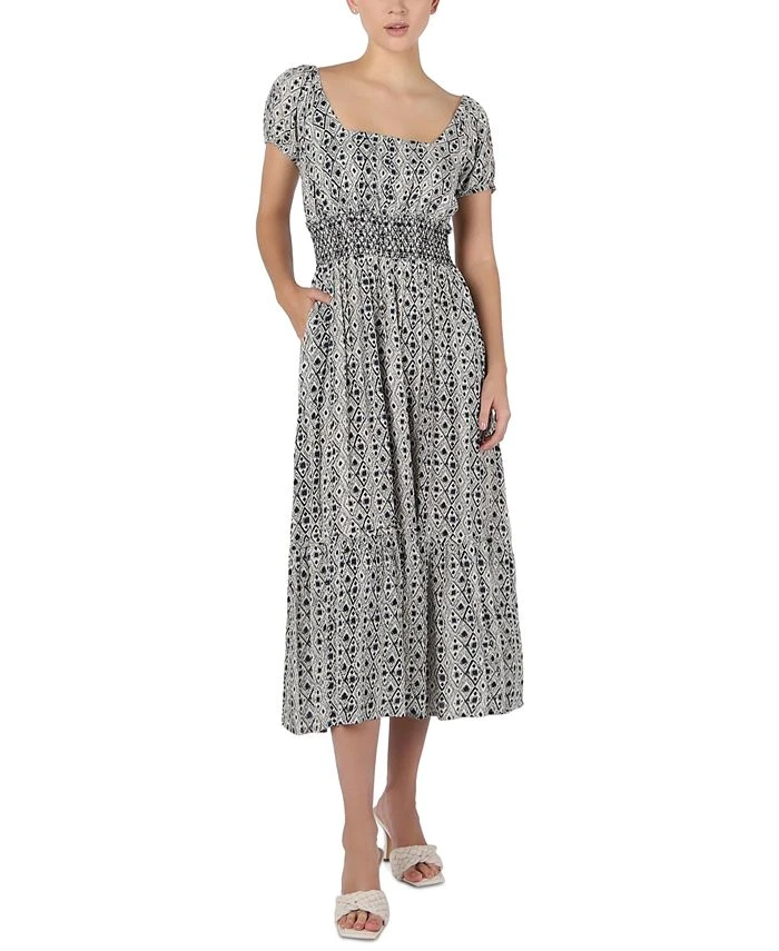 Black Tape Women's Smocked Ruffled-Hem Dress 1 Black Tape Women's Smocked Ruffled-Hem Dress