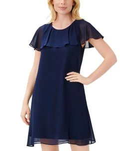 Adrianna Papell Women's Chiffon Capelet Cocktail Dress