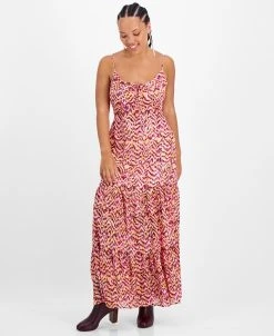 Bar III Women's Front-Cutout Tiered Tie-Neck Dress, Created For Macy's