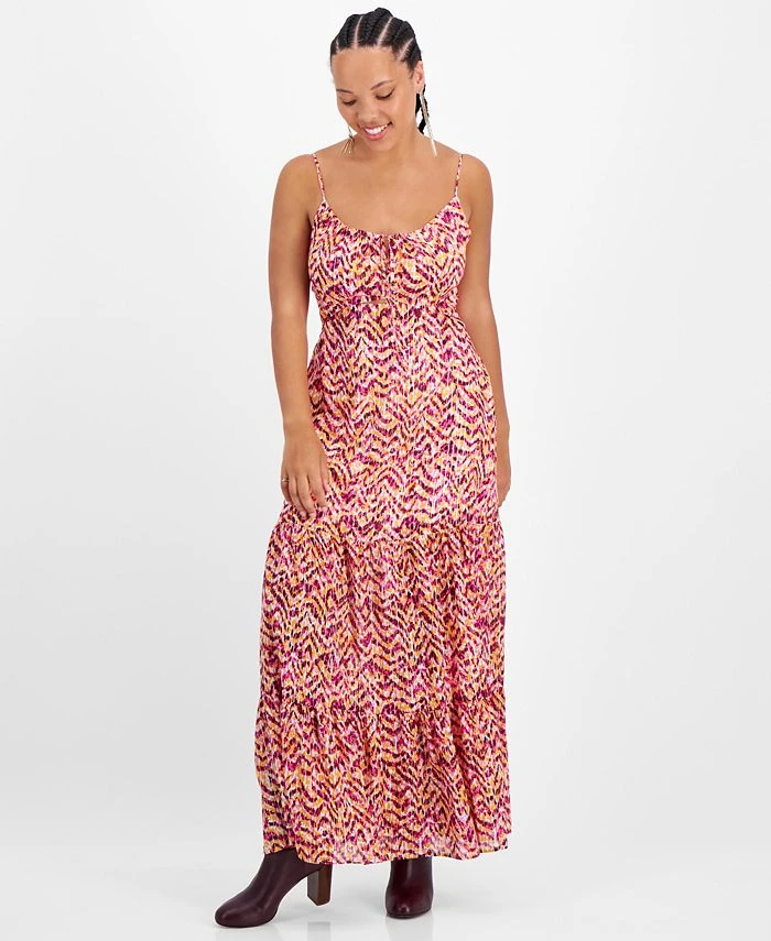 Bar III Women's Front-Cutout Tiered Tie-Neck Dress, Created For Macy's 1 Bar III Women's Front-Cutout Tiered Tie-Neck Dress, Created For Macy's