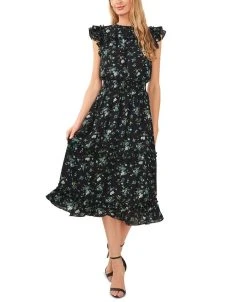 CeCe Women's Flutter-Sleeve Midi Dress