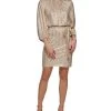Vince Camuto Women's Belted 3/4-Sleeve Dress