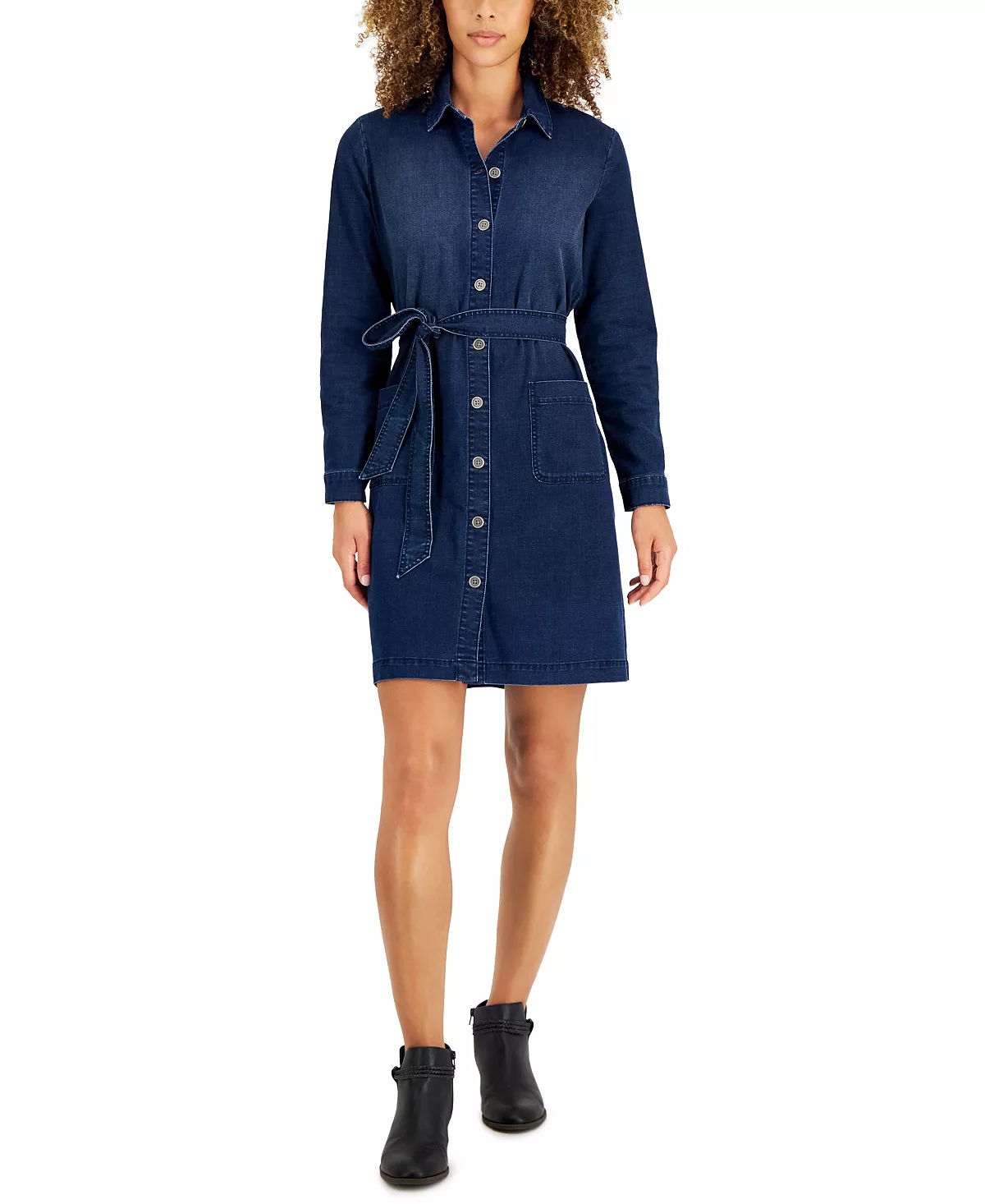 Style & Co Women's Belted Denim Shirtdress, Created For Macy's 1 Style & Co Women's Belted Denim Shirtdress, Created For Macy's