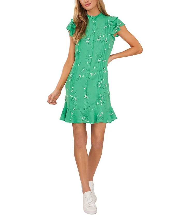 CeCe Women's Floral Cascades Button Front Dress 1 CeCe Women's Floral Cascades Button Front Dress