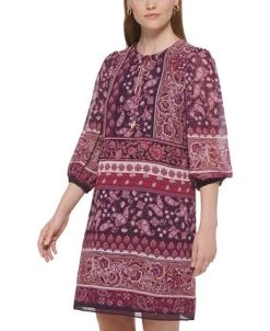 Vince Camuto Women's Balloon-Sleeve Tie-Neck Dress 13 Vince Camuto Women's Balloon-Sleeve Tie-Neck Dress -Sanctuary Shop 22332504 fpx