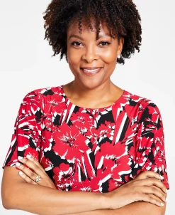 Kasper Printed Flutter-Sleeve Belted Dress -Sanctuary Shop 22344341 fpx