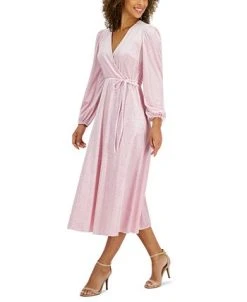 Kasper Glitter Velvet Faux-Wrap Midi Dress -Sanctuary Shop 22344414 fpx