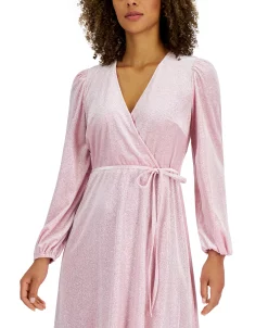 Kasper Glitter Velvet Faux-Wrap Midi Dress -Sanctuary Shop 22344415 fpx