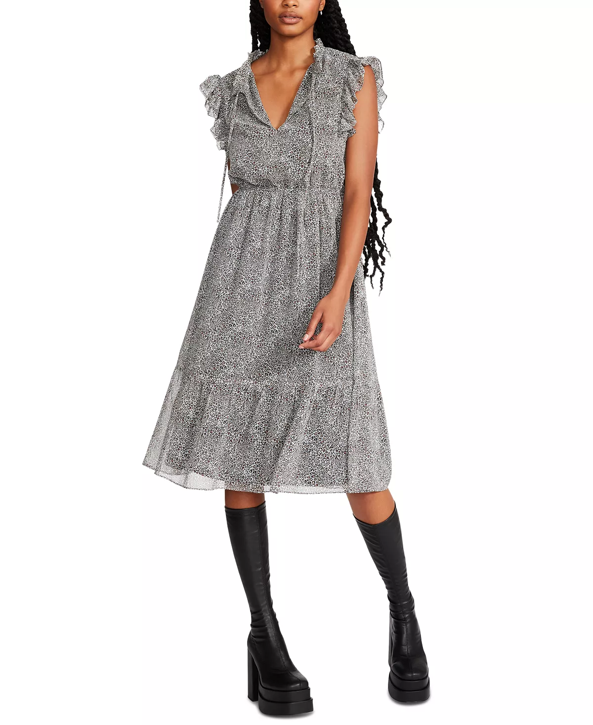 Steve Madden Women's Kora Tiered Chiffon Dress 4 Steve Madden Women's Kora Tiered Chiffon Dress - Image 4