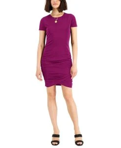 INC International Concepts Women's Ruched Mini Dress, Created For Macy's