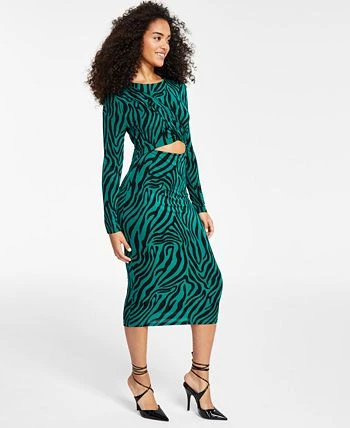 Bar III Women's Twisted Cutout Printed Midi Dress, Created For Macy's 3 Bar III Women's Twisted Cutout Printed Midi Dress, Created For Macy's - Image 3