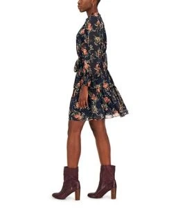 INC International Concepts Hiffon Printed Blouson-Sleeve Fit & Flare Dress, Created For Macy's -Sanctuary Shop 22439887 fpx