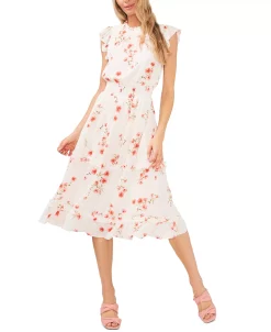 CeCe Women's Floral Print Smocked-Waist Midi Dress -Sanctuary Shop 22468026 fpx