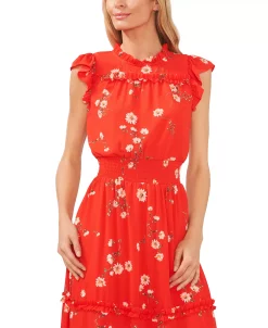 CeCe Women's Floral Print Smocked-Waist Midi Dress -Sanctuary Shop 22468053 fpx
