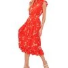 CeCe Women's Floral Print Smocked-Waist Midi Dress